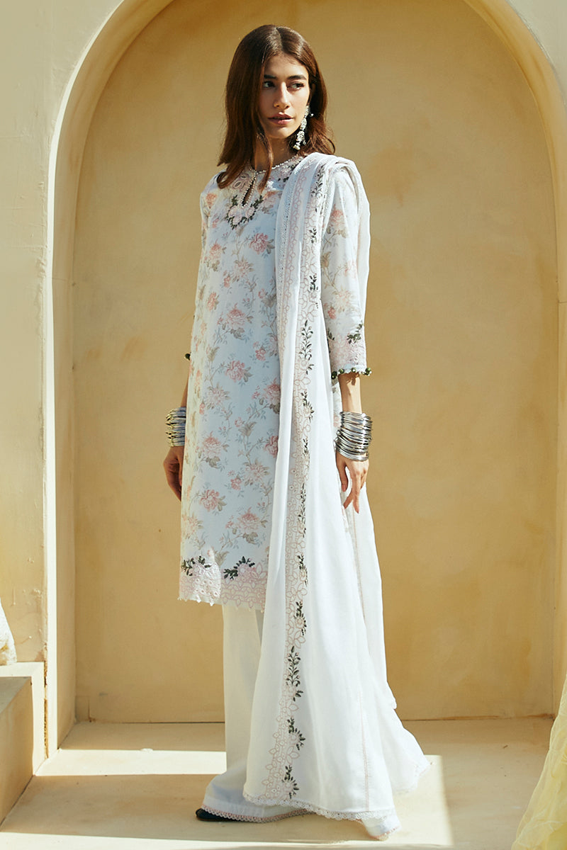 Cross Stitch | Premium Lawn 24 | FLORAL MARINE -  Cross Stitch Formal - Original Designer Dress - House of Maryam