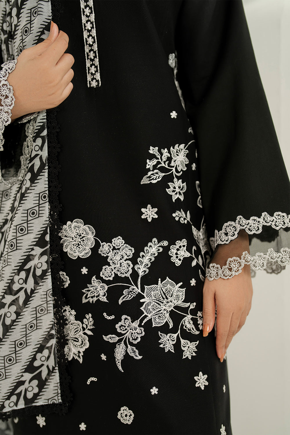 Farasha | Thread Lines Embroidered | Skylit Rouge -  Farasha Ladies Clothes - Original Designer Dress - House of Maryam