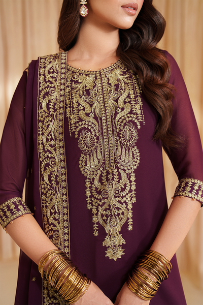 Iznik I Festive Formal I CC-76 Embroidered Chiffon -  Iznik Ladies Clothes - Original Designer Dress - House of Maryam