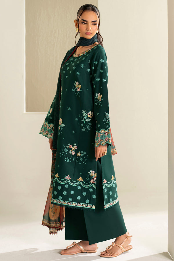 Farasha | Summer Weaves Embroidered Lawn | Willow Green-3