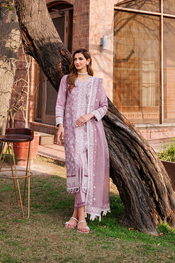 Farasha | Dastoor Embroidered Lawn SS24 | DAINTY LILAC -  Farasha Luxury - Original Designer Dress - House of Maryam