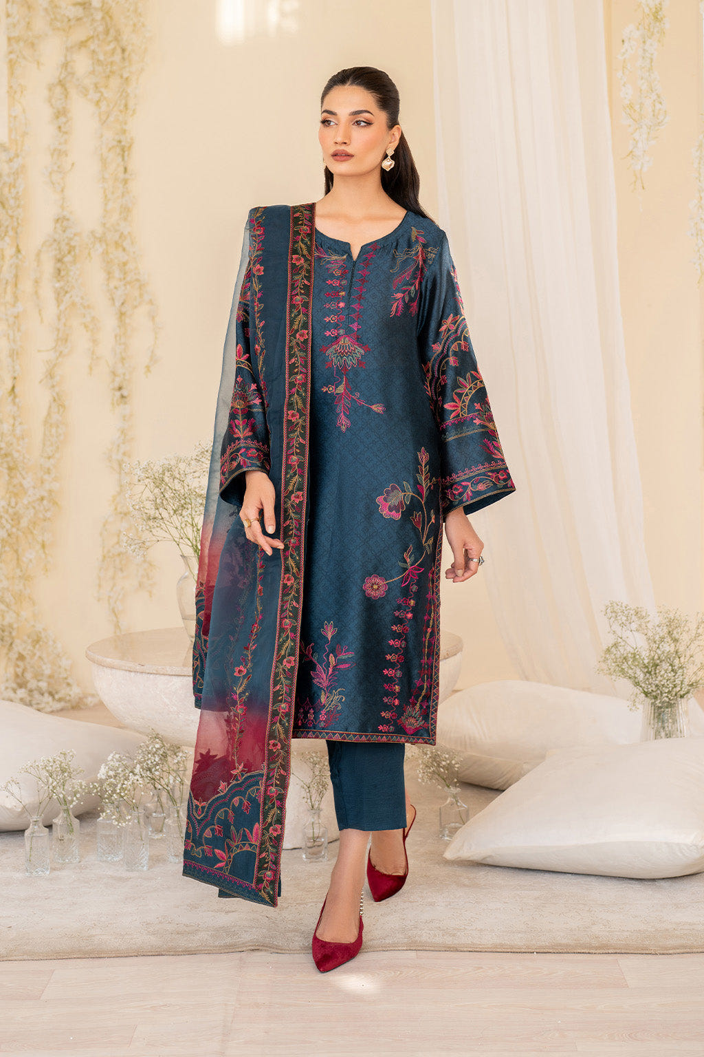 Iznik | Festive Formal | UE-379 Embroidered Pure silk