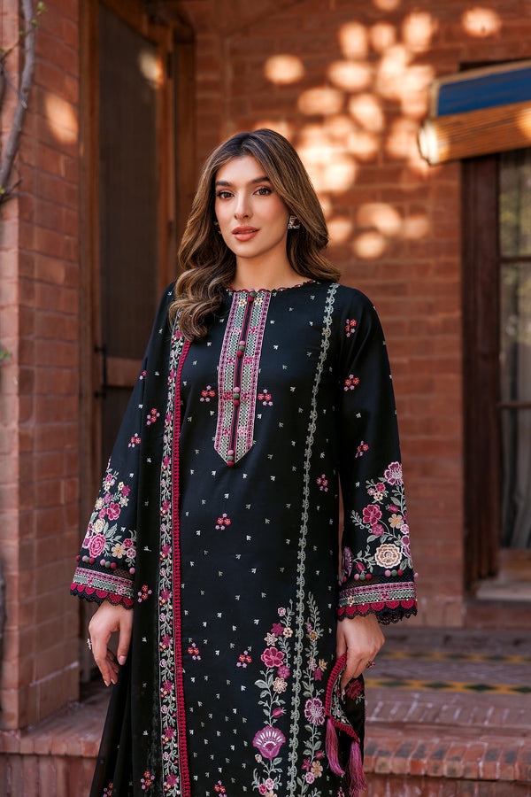 Farasha | Dastoor Embroidered Lawn SS24 | ORNATE NOIR -  Farasha Luxury - Original Designer Dress - House of Maryam