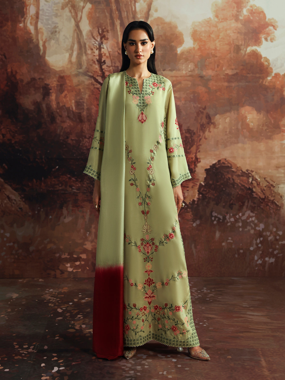 Caia | Embroidered Edit | Olive Bloom