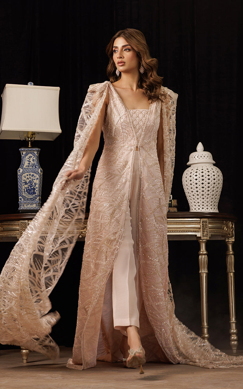 Threads and Motifs | Formal Dresses 25 | Net Embroidered Jacket with Embroidered Tube & Trouser -  Threads and Motifs Ladies Clothes - Original Designer Dress - House of Maryam