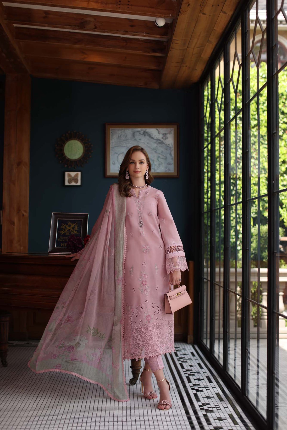 Noor by Saadia Asad | Eid Luxury Schiffli Laserkari 25 | D3- Blush Pink -  Noor by Saadia Asad Ladies Clothes - Original Designer Dress - House of Maryam