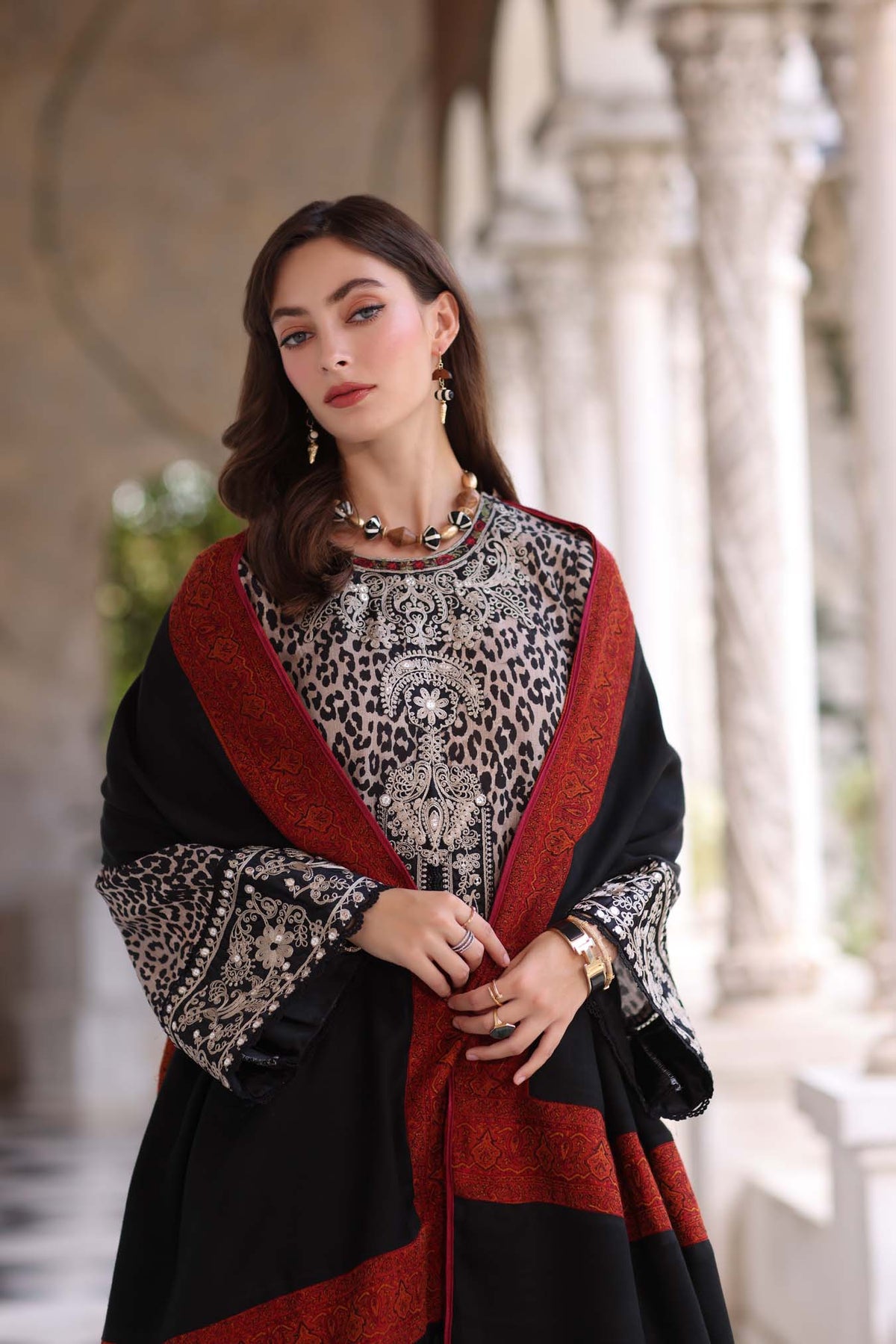 Noor by Saadia Asad | Winter Pashmina 25 | Noir Safari-6