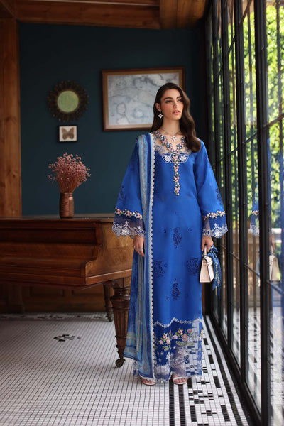 Noor by Saadia Asad | Eid Luxury Schiffli Laserkari 25 | D4- Ink Blue -  Noor by Saadia Asad Ladies Clothes - Original Designer Dress - House of Maryam
