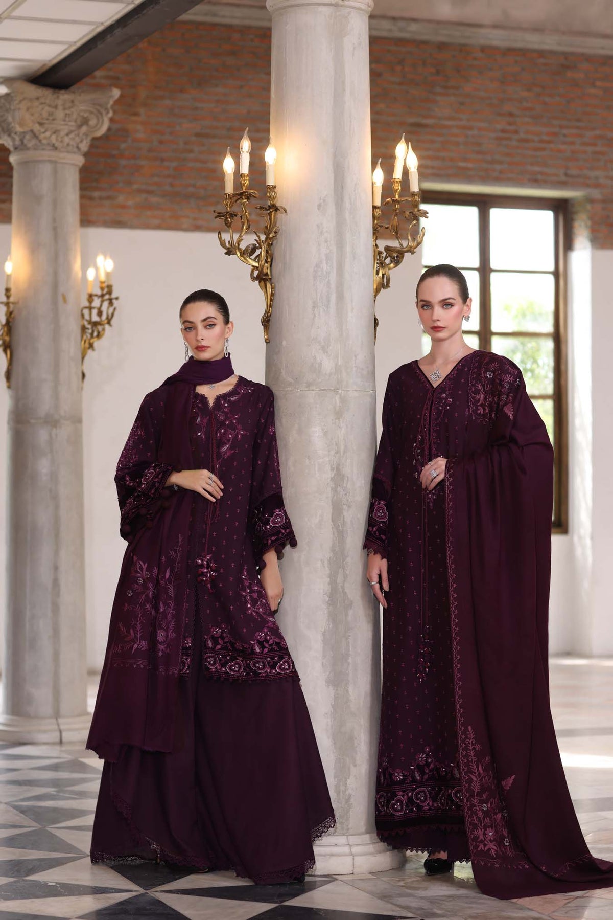 Noor by Saadia Asad | Winter Pashmina 25 | Damson-2