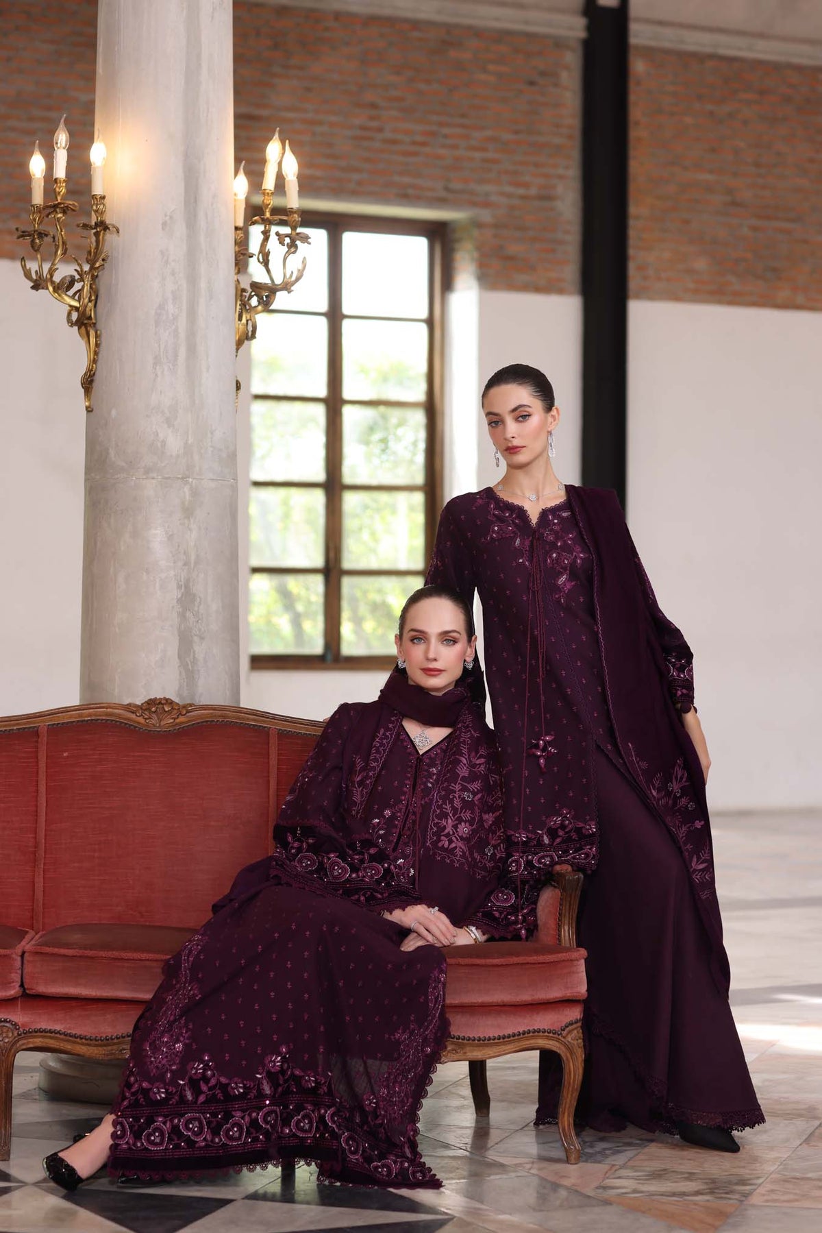 Noor by Saadia Asad | Winter Pashmina 25 | Damson-7