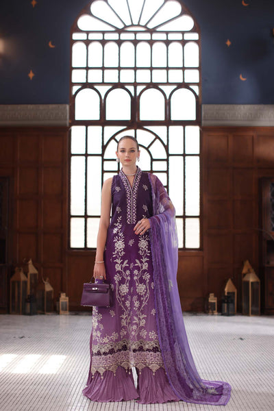 Noor by Saadia Asad | Eid Luxury Schiffli Laserkari 25 | D9- Purple -  Noor by Saadia Asad Ladies Clothes - Original Designer Dress - House of Maryam