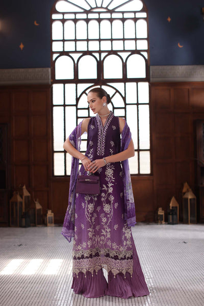 Noor by Saadia Asad | Eid Luxury Schiffli Laserkari 25 | D9- Purple -  Noor by Saadia Asad Ladies Clothes - Original Designer Dress - House of Maryam