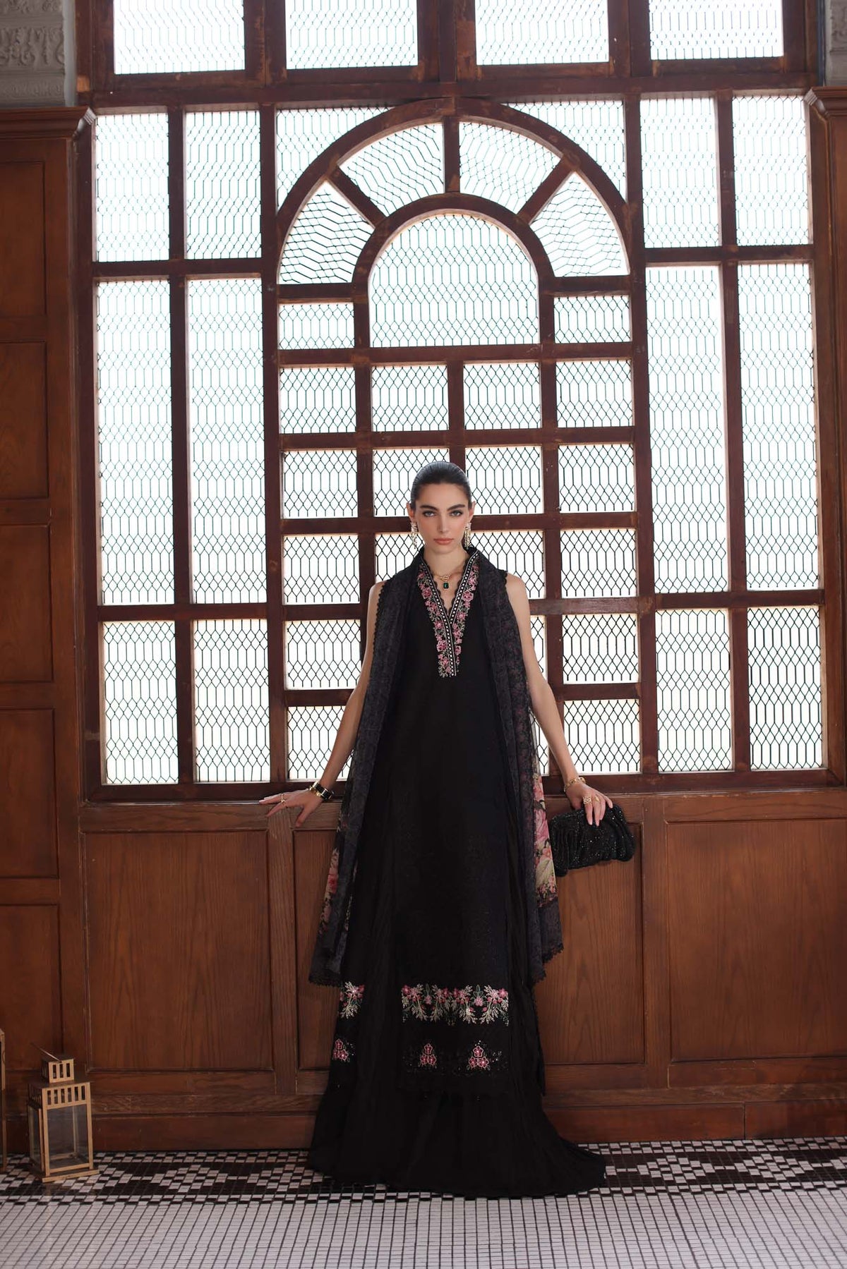 Noor by Saadia Asad | Eid Luxury Schiffli Laserkari 25 | D7- Black -  Noor by Saadia Asad Ladies Clothes - Original Designer Dress - House of Maryam
