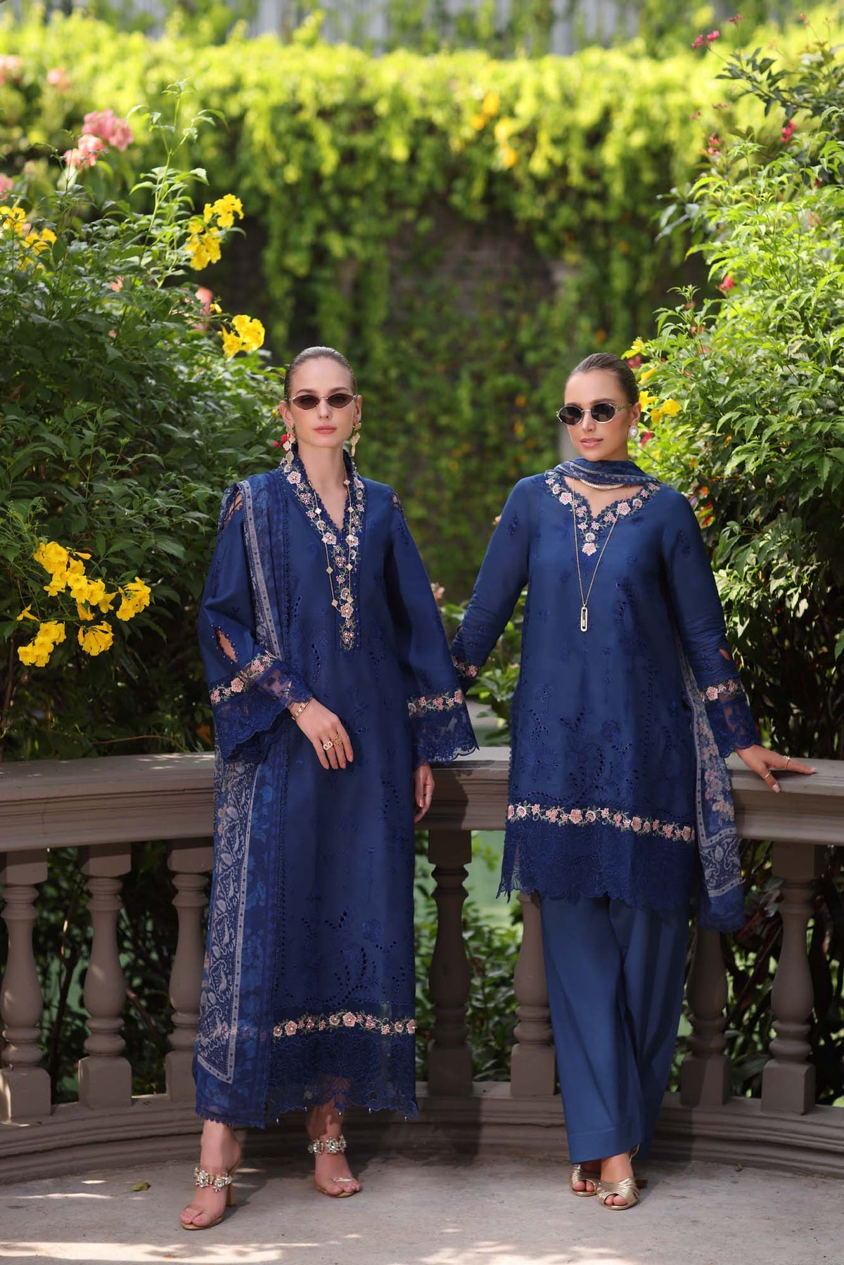 Noor by Saadia Asad | Eid Luxury Schiffli Laserkari 25 | D10- Royal Blue -  Noor by Saadia Asad Ladies Clothes - Original Designer Dress - House of Maryam