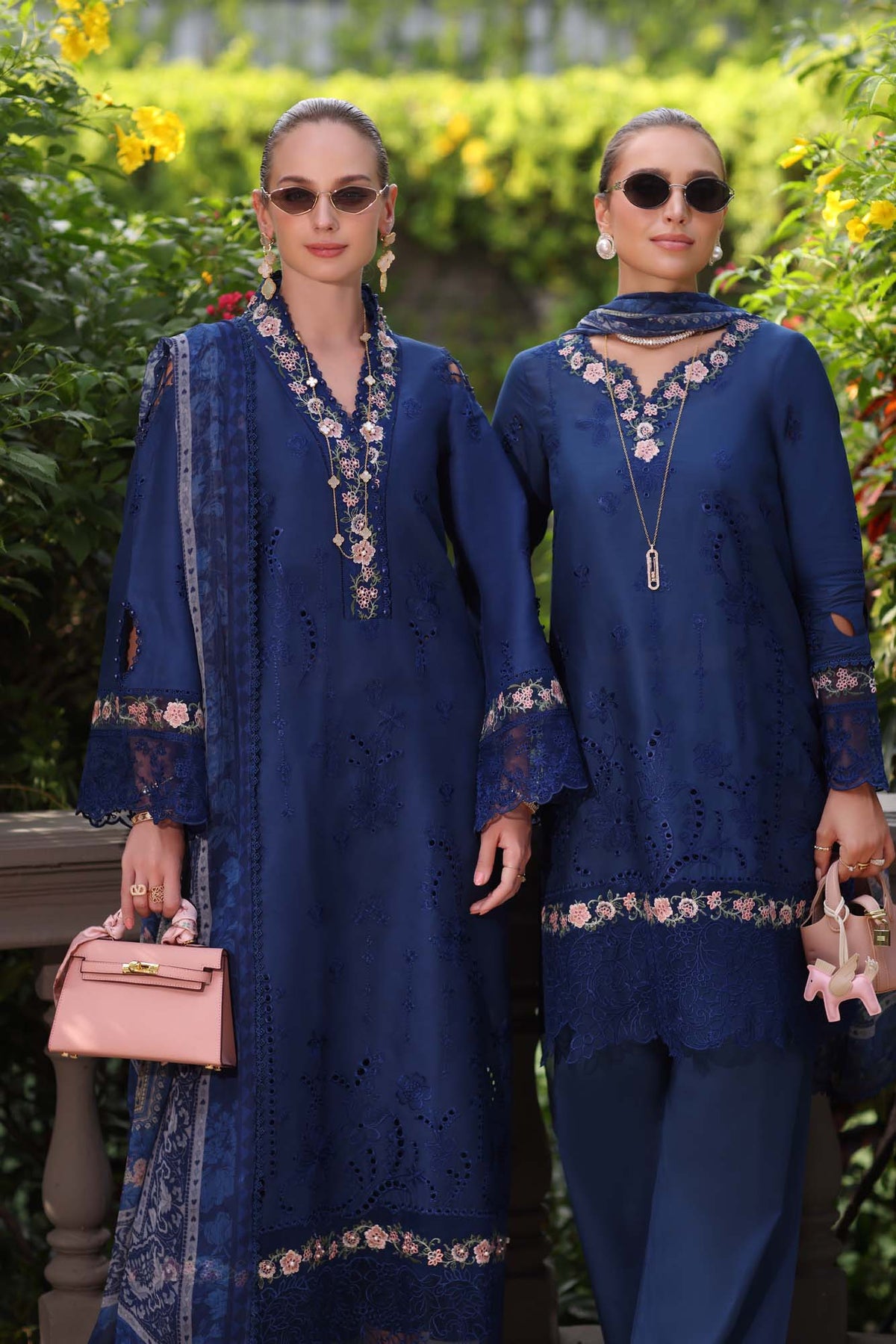 Noor by Saadia Asad | Eid Luxury Schiffli Laserkari 25 | D10- Royal Blue -  Noor by Saadia Asad Ladies Clothes - Original Designer Dress - House of Maryam