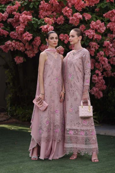 Noor by Saadia Asad | Eid Luxury Schiffli Laserkari 25 | D8- Pink -  Noor by Saadia Asad Ladies Clothes - Original Designer Dress - House of Maryam