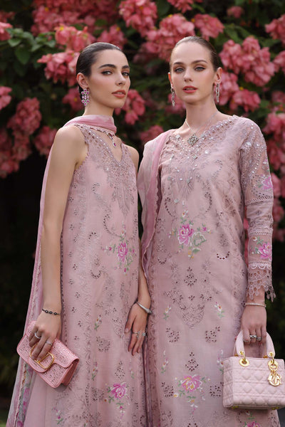 Noor by Saadia Asad | Eid Luxury Schiffli Laserkari 25 | D8- Pink -  Noor by Saadia Asad Ladies Clothes - Original Designer Dress - House of Maryam