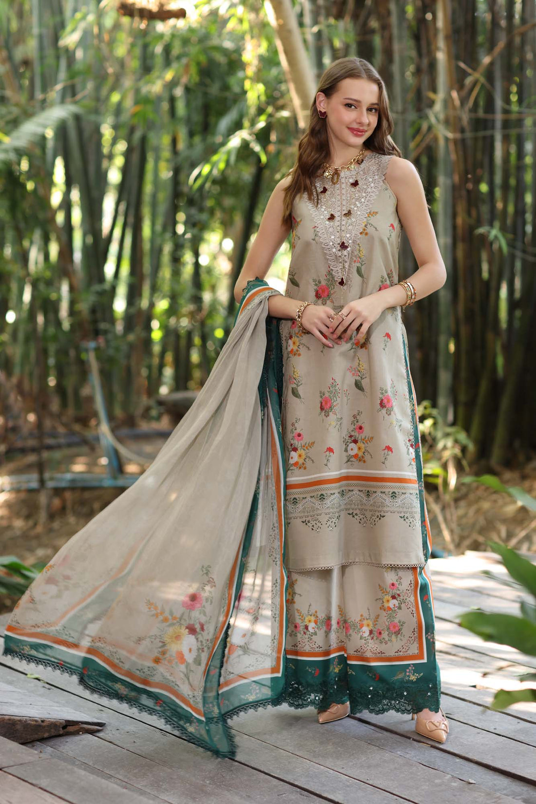 Noor by Saadia Asad | Eid Luxe Printedkari | D4-A -  Noor by Saadia Asad Ladies Clothes -  House of Maryam