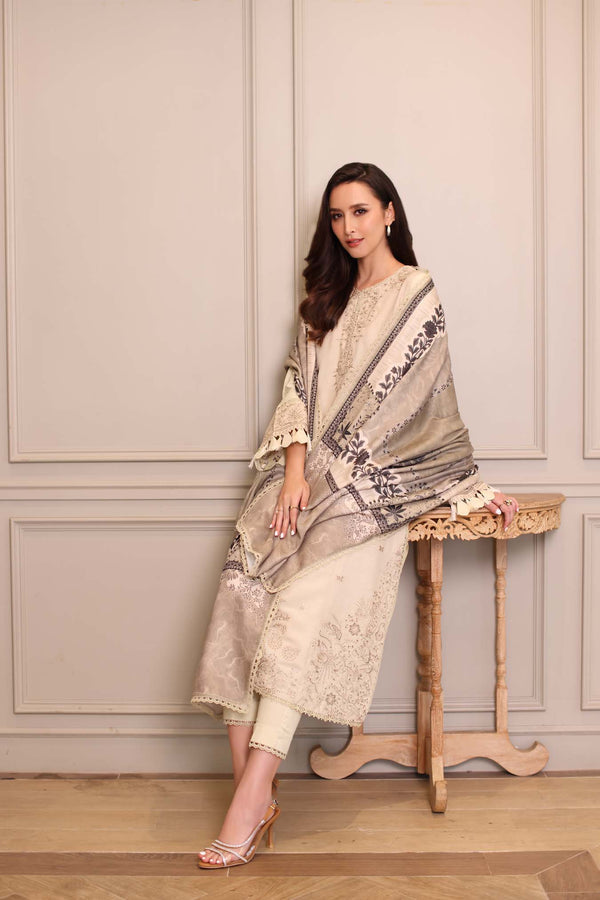Noor by Saadia Asad | Winter Embroidered Printkhaas 25 | D7 - A-5