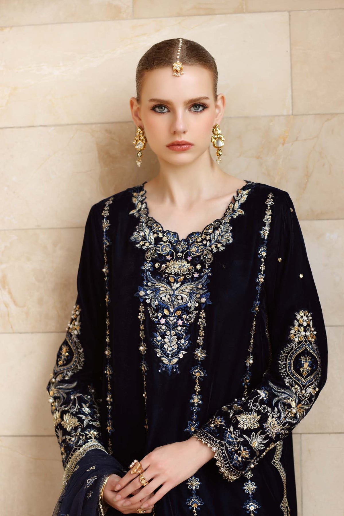 Noor by Saadia Asad | Handcrafted Velvet 25 | Falak-3