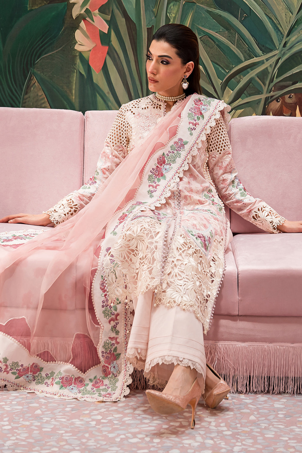 Afrozeh | The Pinted Grden Lawn 24 | Daisy Dream -  Afrozeh Luxury - Original Designer Dress - House of Maryam