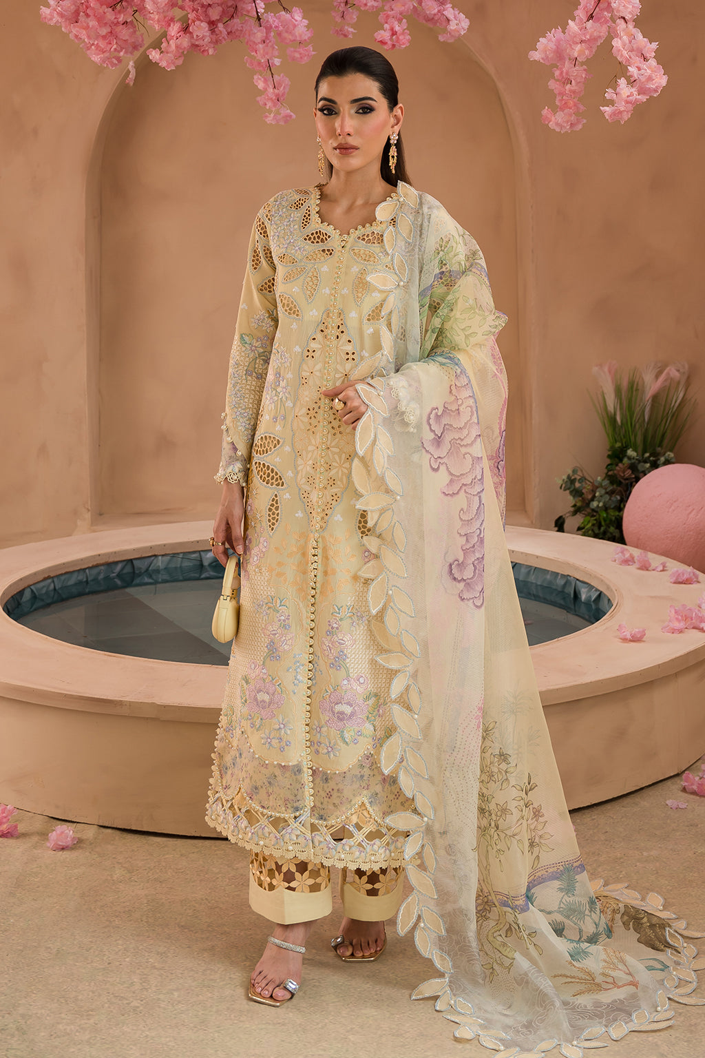 Afrozeh | The Pinted Grden Lawn 24 | Sweet Saffron by Designer Afrozeh - House of Maryam - Pakistani Designer Ethnic Wear in {{ shop.shopifyCountryName }}