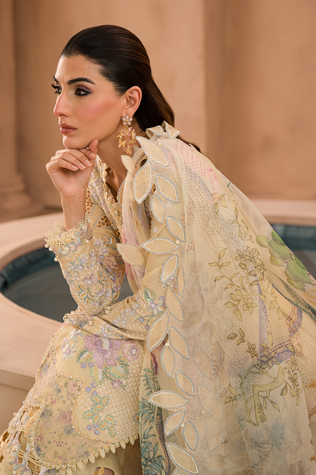 Afrozeh Sweet Saffron embroidered lawn suit, photo 3
