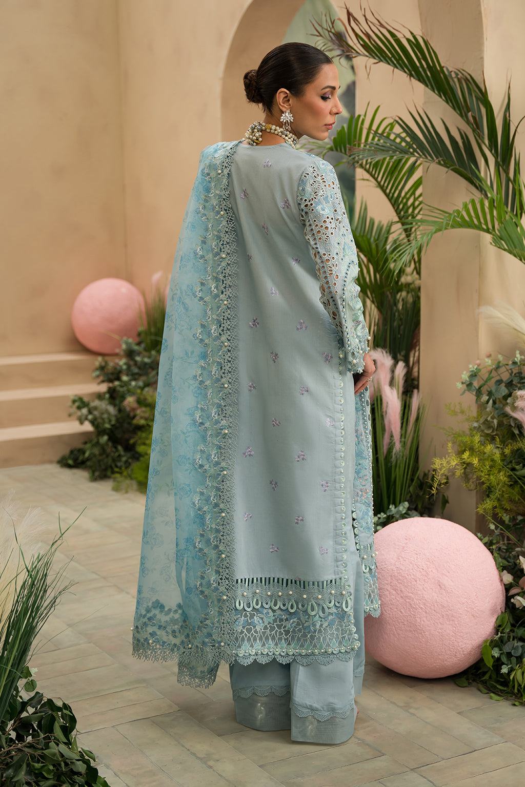 Afrozeh | The Pinted Grden Lawn 24 | Serene Sapphire -  Afrozeh Luxury - Original Designer Dress - House of Maryam