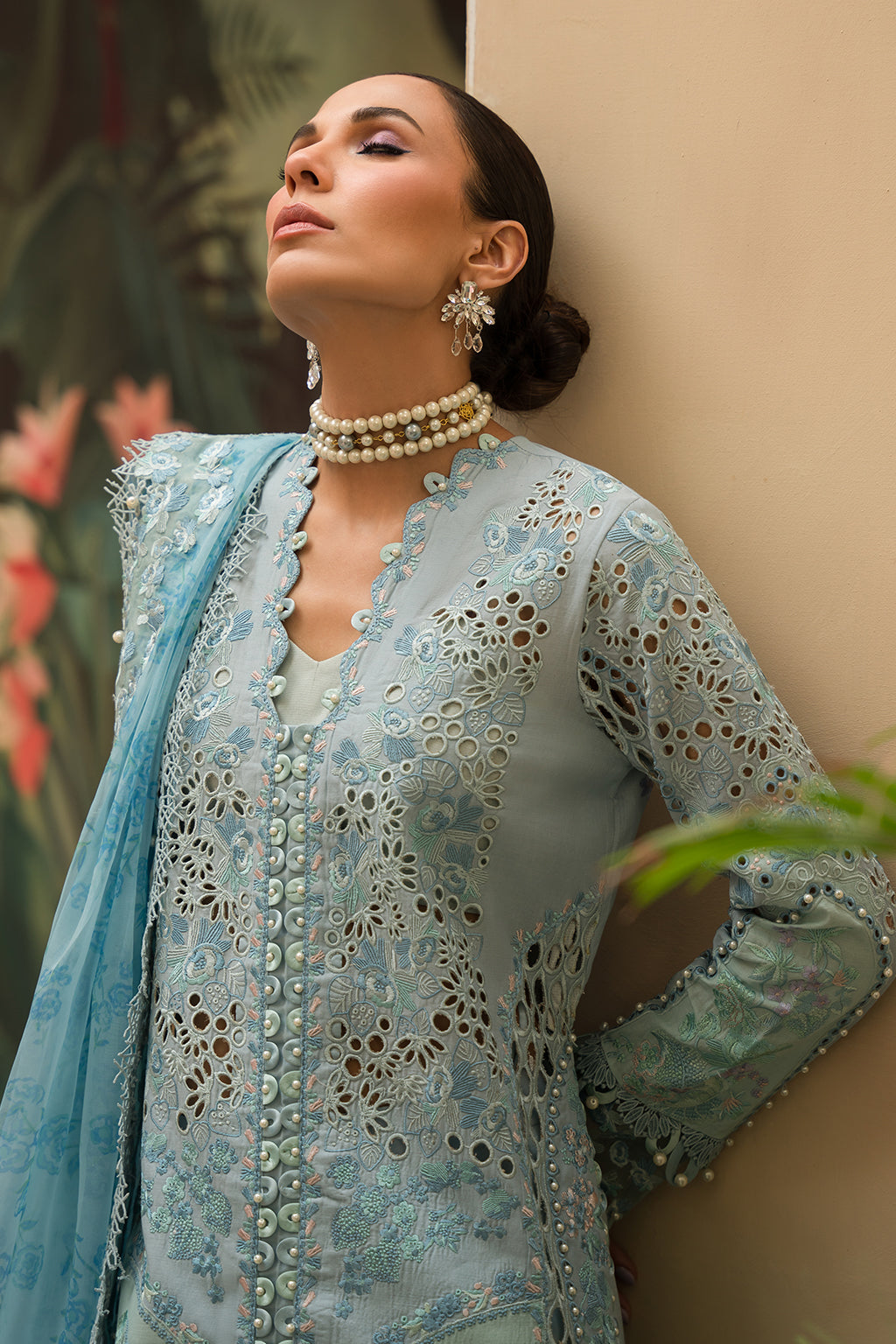 Afrozeh | The Pinted Grden Lawn 24 | Serene Sapphire