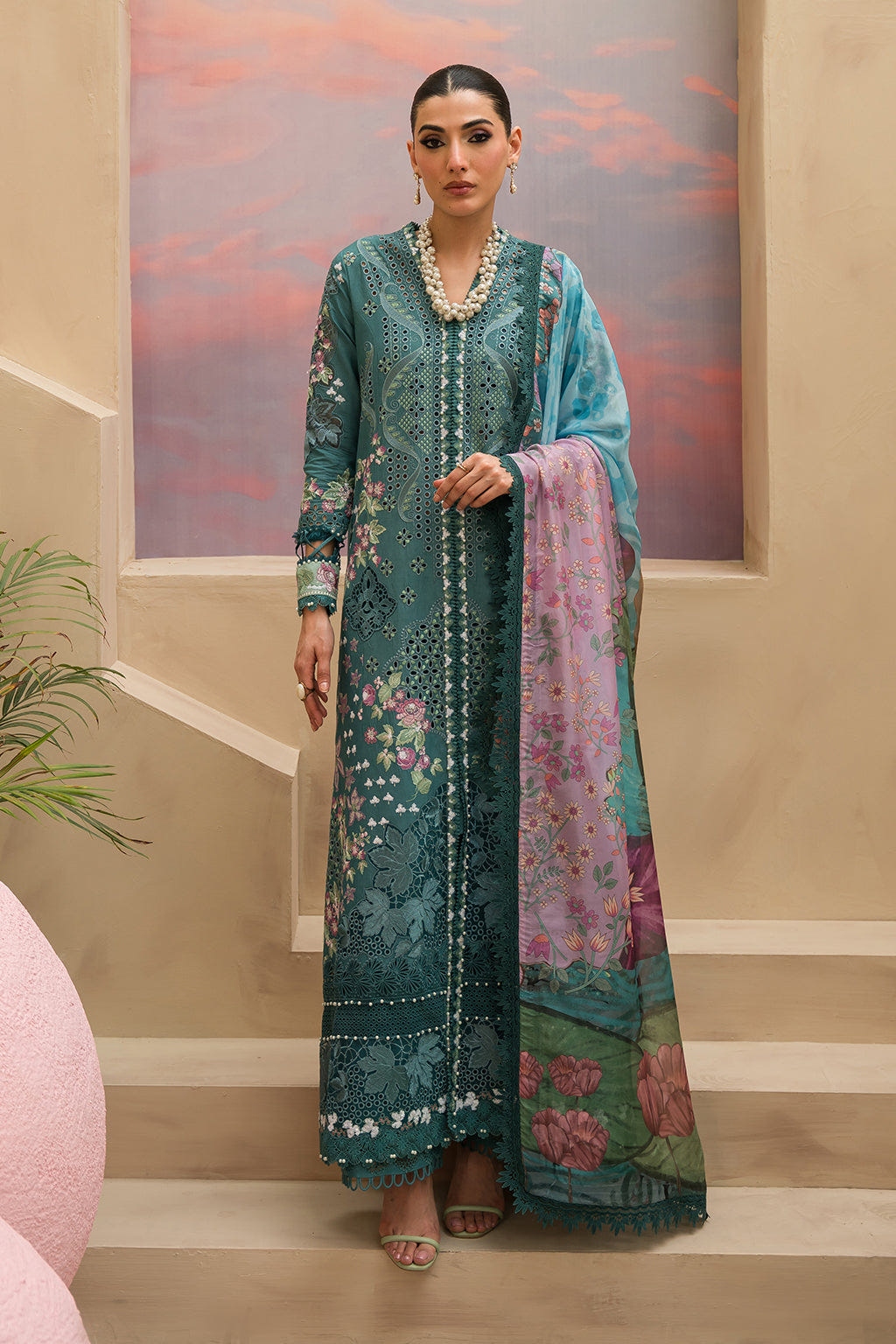 Afrozeh | The Pinted Grden Lawn 24 | Stellar Sage -  Afrozeh Luxury - Original Designer Dress - House of Maryam