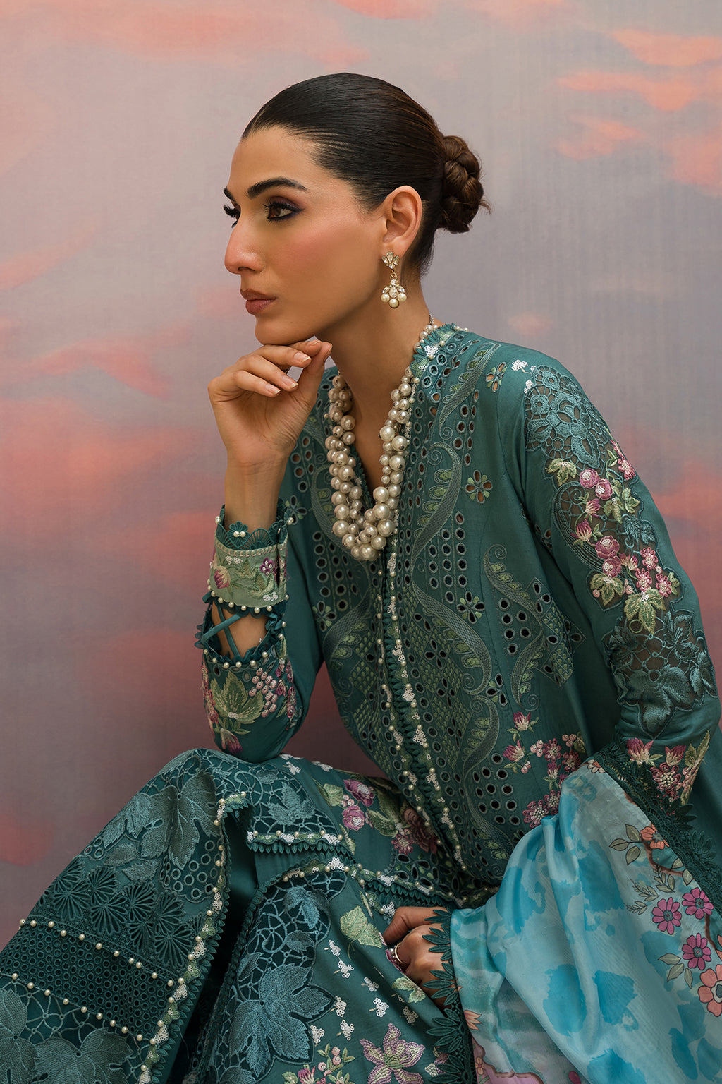 Afrozeh | The Pinted Grden Lawn 24 | Stellar Sage -  Afrozeh Luxury - Original Designer Dress - House of Maryam