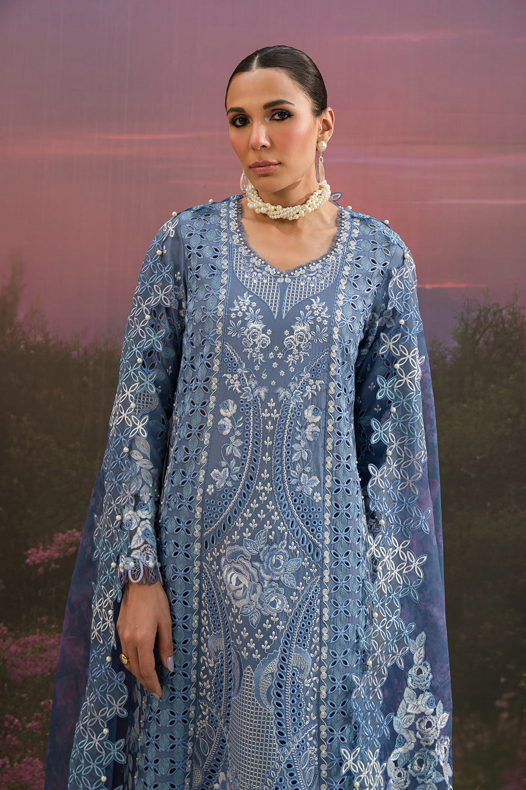 Afrozeh | The Pinted Grden Lawn 24 | Indigo Ink by Designer Afrozeh - House of Maryam - Pakistani Designer Ethnic Wear in {{ shop.shopifyCountryName }}