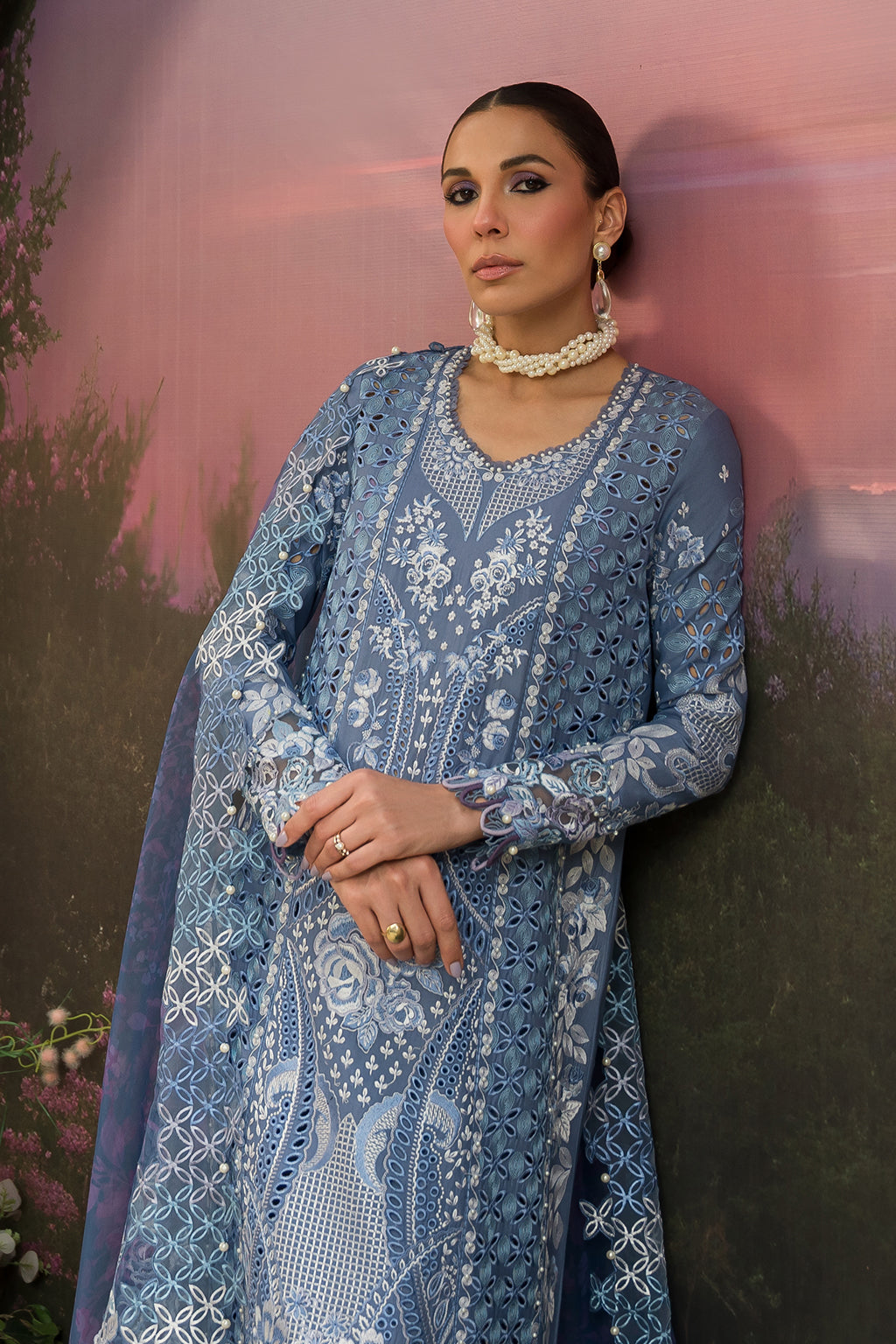 Afrozeh | The Pinted Grden Lawn 24 | Indigo Ink by Designer Afrozeh - House of Maryam - Pakistani Designer Ethnic Wear in {{ shop.shopifyCountryName }}