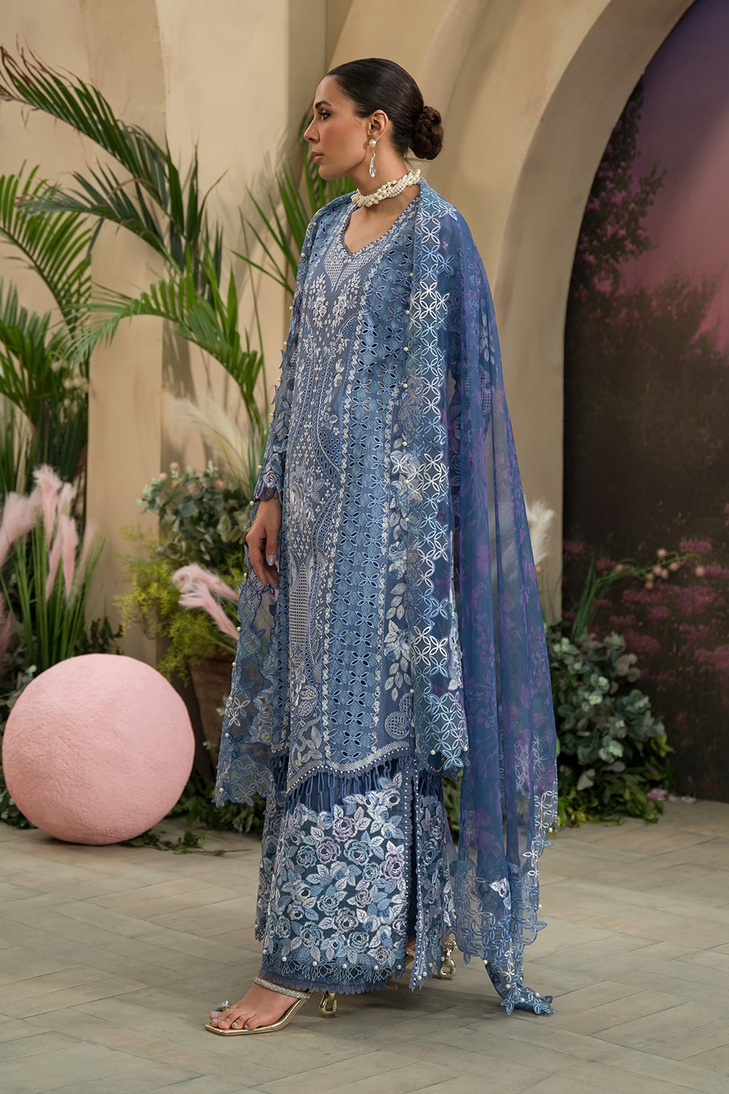 Afrozeh | The Pinted Grden Lawn 24 | Indigo Ink by Designer Afrozeh - House of Maryam - Pakistani Designer Ethnic Wear in {{ shop.shopifyCountryName }}