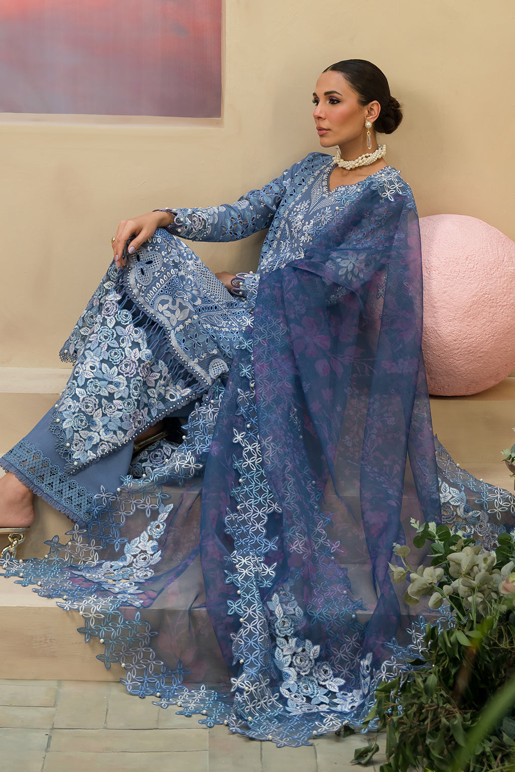 Afrozeh | The Pinted Grden Lawn 24 | Indigo Ink by Designer Afrozeh - House of Maryam - Pakistani Designer Ethnic Wear in {{ shop.shopifyCountryName }}