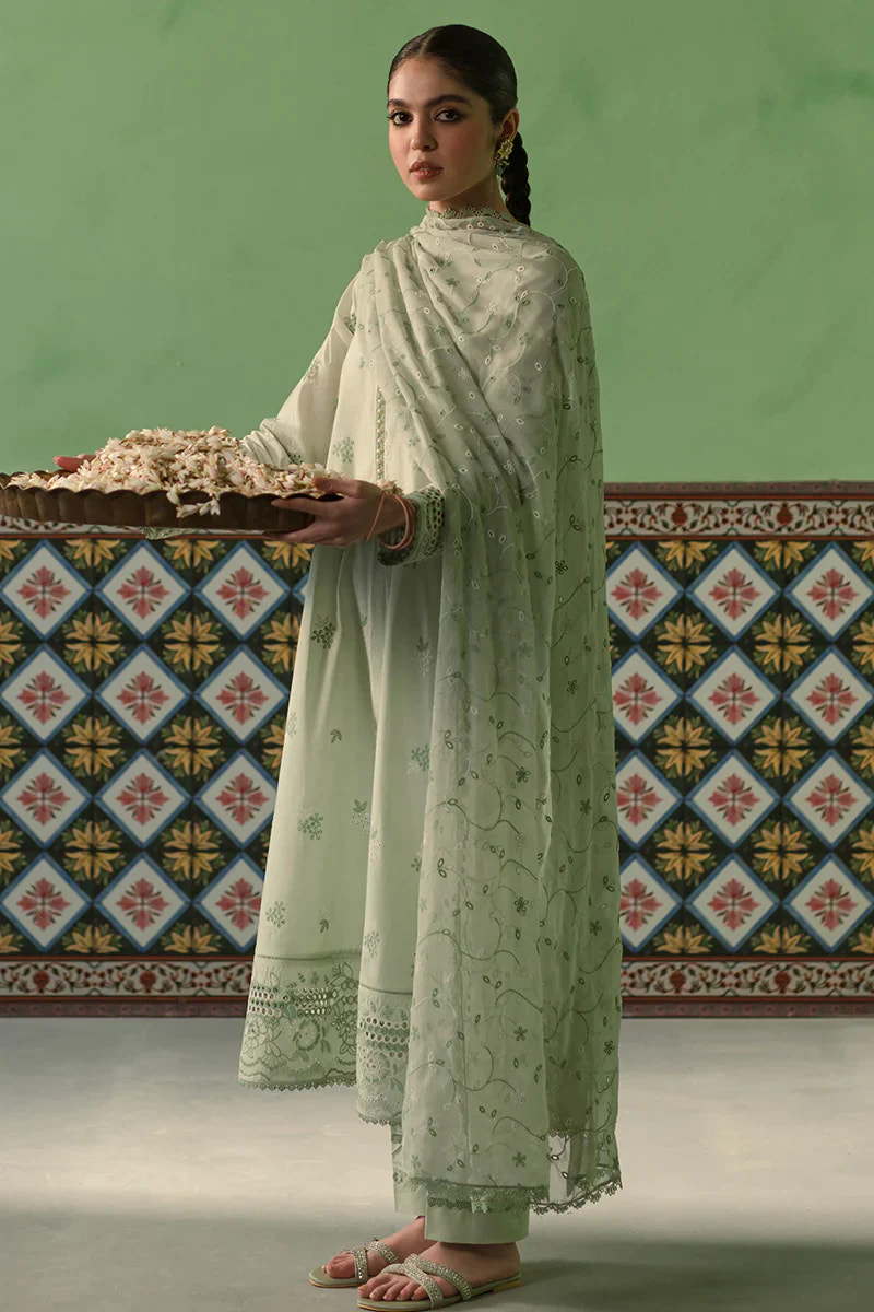 Cross Stitch | Chikankari Lawn | ICY MINT -  Cross Stitch Luxury - Original Designer Dress - House of Maryam