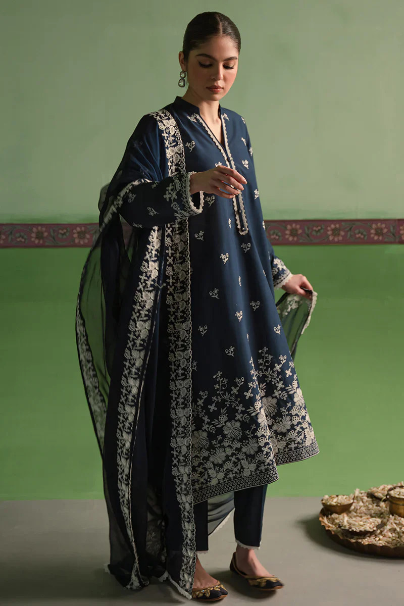 Cross Stitch | Chikankari Lawn | INSIGNIA BLUE -  Cross Stitch Casuals - Original Designer Dress - House of Maryam