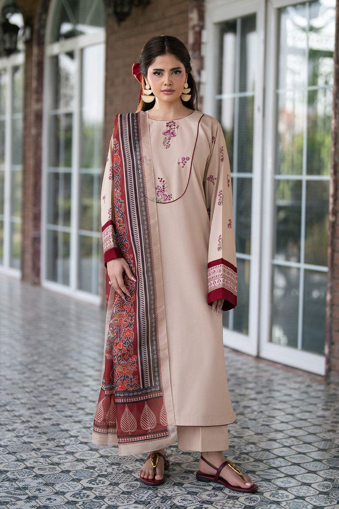 Alizeh | Printed Lawn | AF-EL-7078-Tan-1