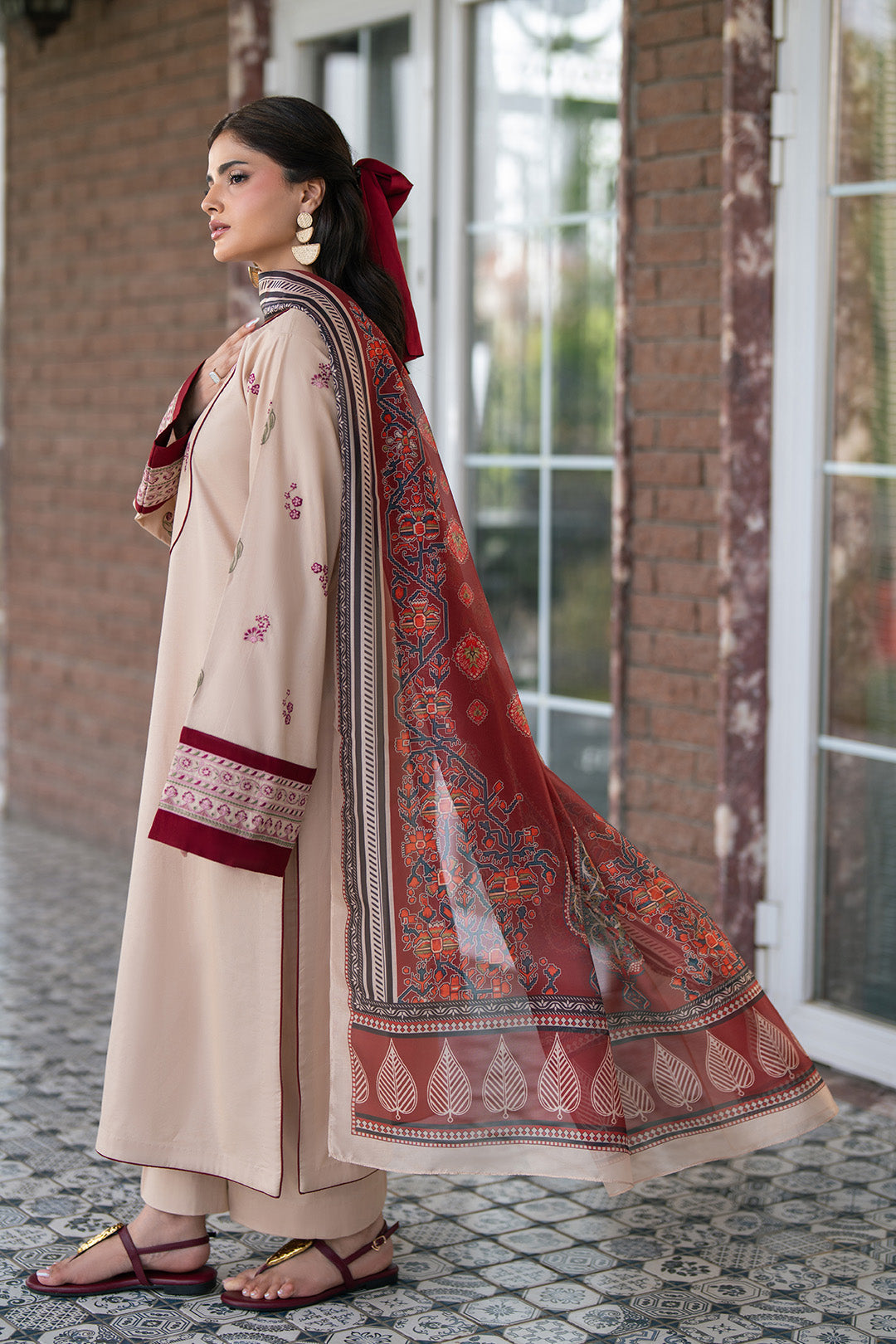 Alizeh | Printed Lawn | AF-EL-7078-Tan-2