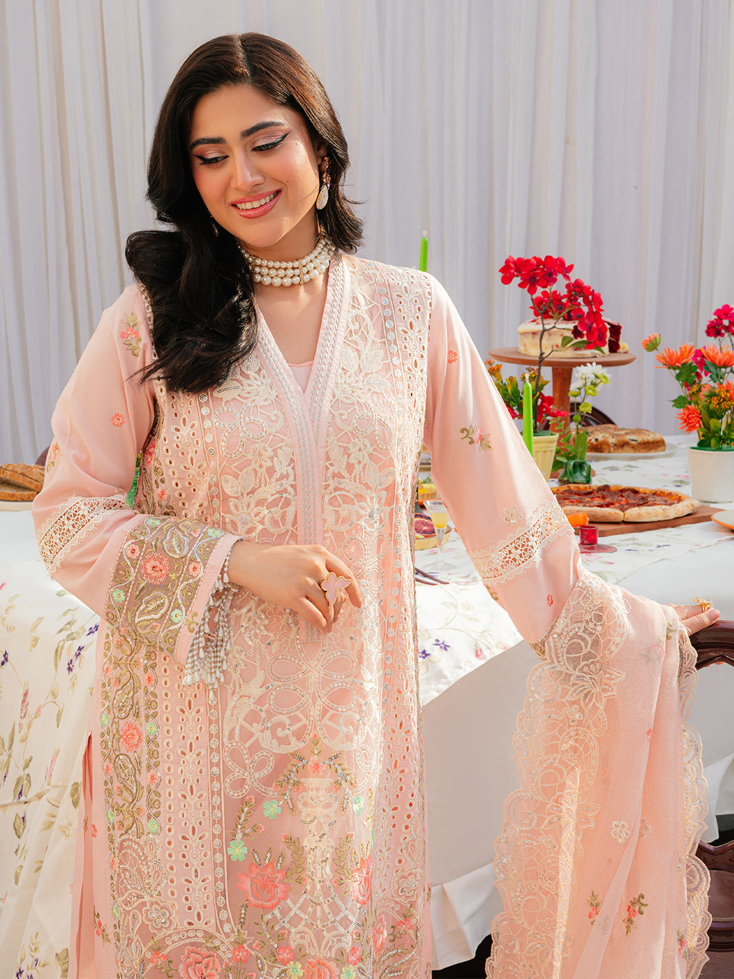 Mahnur | Allenura Luxury Lawn 24 | AZURE -  Mahnur Luxury - Original Designer Dress - House of Maryam