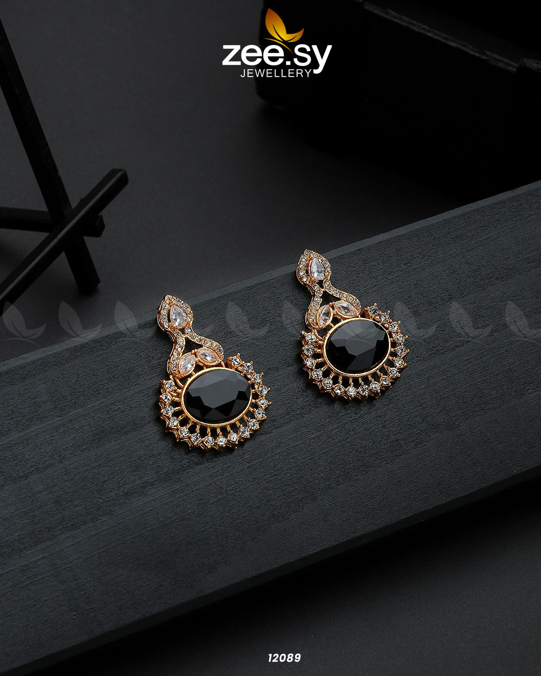 Golden Aaina-E-Dil -  Zeesy Earrings - Original Designer Dress - House of Maryam