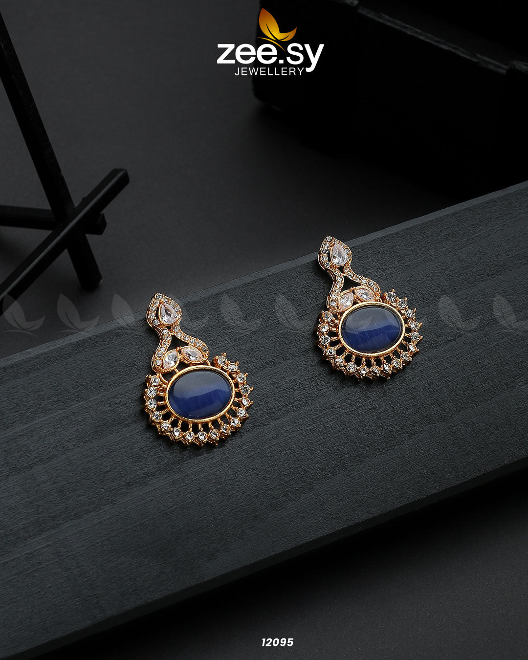 Golden Aaina-E-Dil -  Zeesy Earrings - Original Designer Dress - House of Maryam