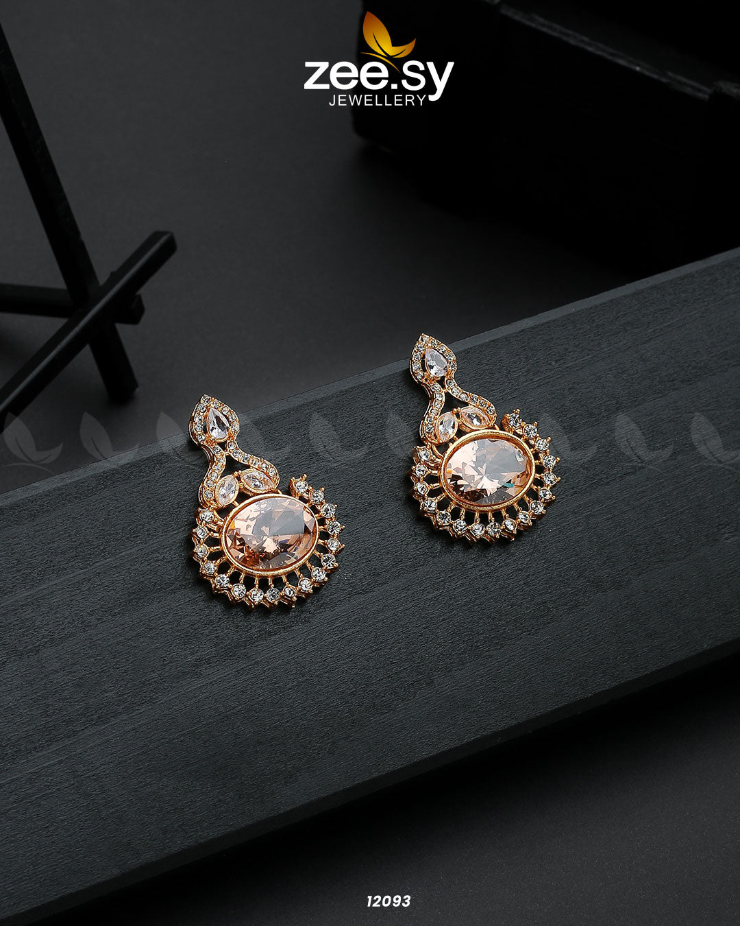 Golden Aaina-E-Dil -  Zeesy Earrings - Original Designer Dress - House of Maryam