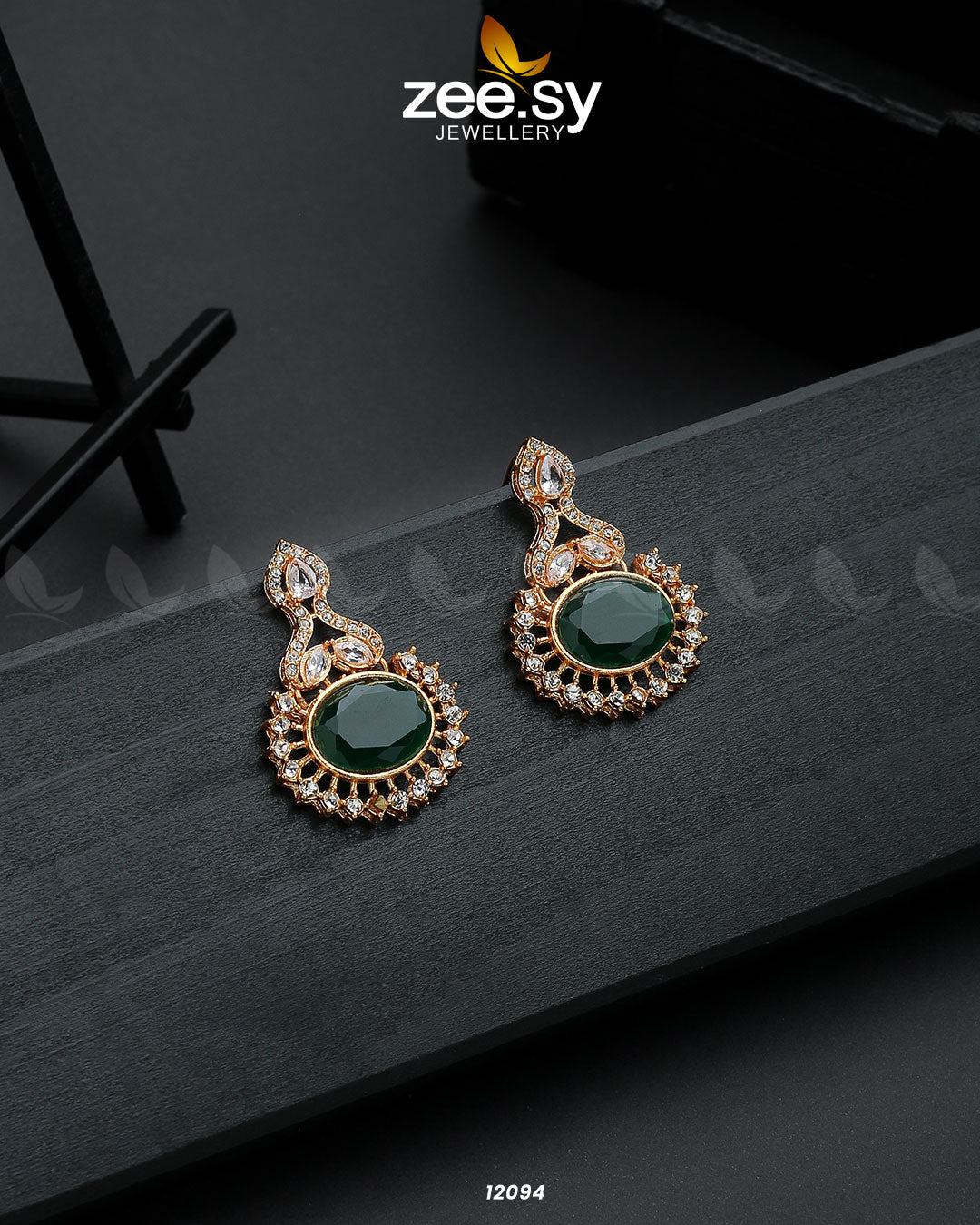 Golden Aaina-E-Dil -  Zeesy Earrings - Original Designer Dress - House of Maryam
