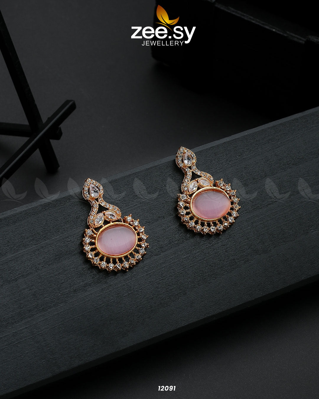 Golden Aaina-E-Dil -  Zeesy Earrings - Original Designer Dress - House of Maryam