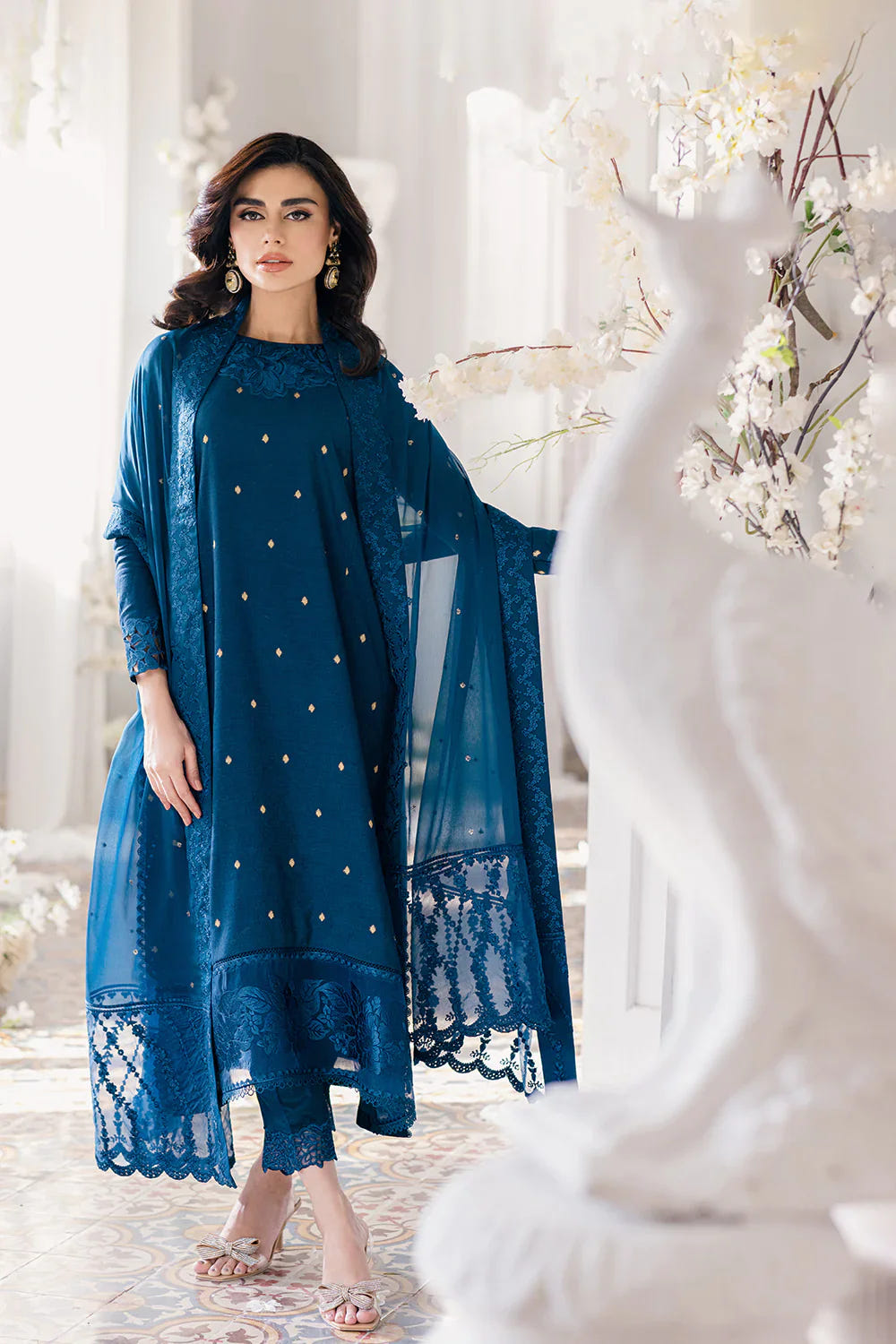 Azure | Ensembles Embroidered Formals | Aegean Breeze -  Azure Formal - Original Designer Dress - House of Maryam