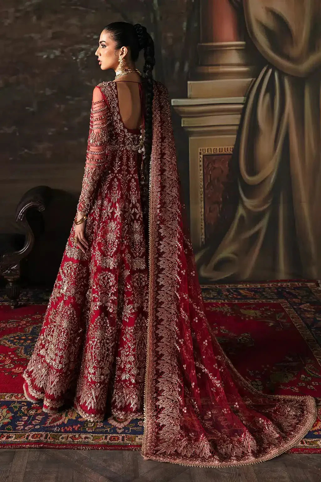 Afrozeh Adelaide brick red net bridal open maxi, photo 2