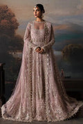Afrozeh The Brides Edit 23 Isabella bridal dress in lilac net with intricate embroidery, full sleeves, and flared maxi silhouette.