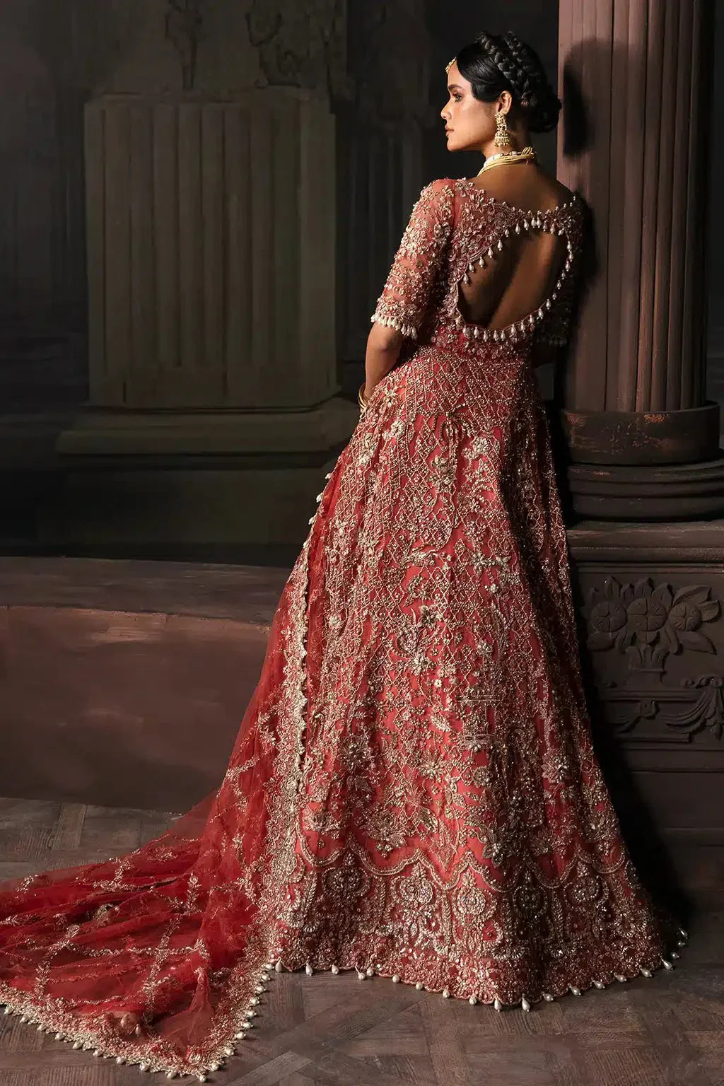 Afrozeh Lavinia rust bridal open maxi