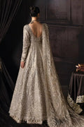 Back view of Afrozeh The Brides Edit 23 Margaret bridal gown showcasing detailed embroidery and elegant long trail design.